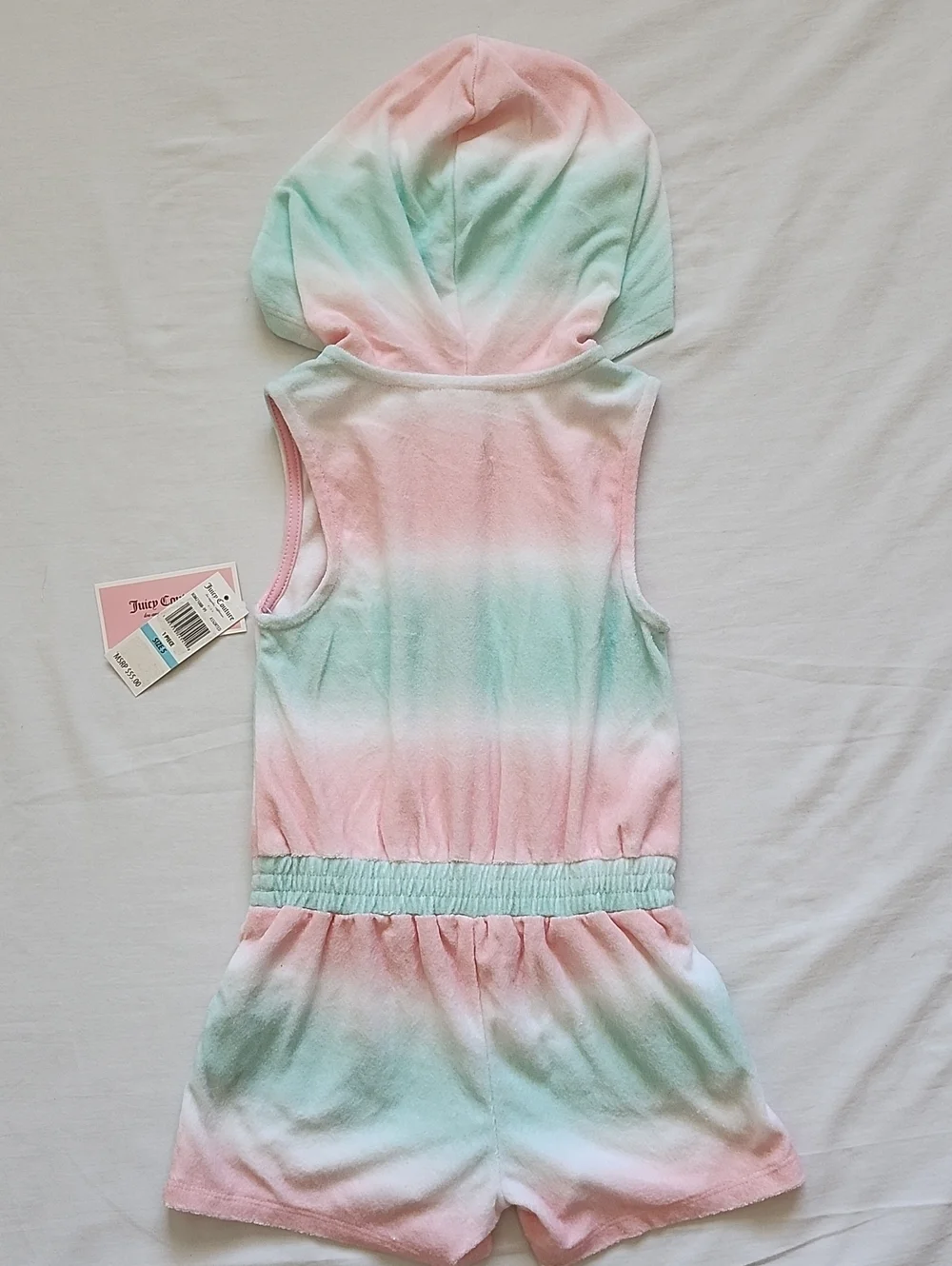 NWT Juicy Couture Kids Girl Tie Dye Velour Hooded Romper Size 5